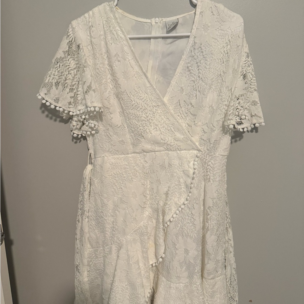 Selfie Leslie Ivory Lace Mini Dress
